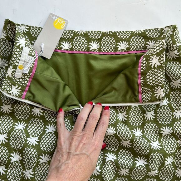 NWT Boden Gabriella‎ Pencil Skirt 4P Green White Pineapple Novelty Print Pockets - Picture 6 of 14